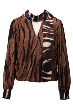 K-Design Top met sjaaltje & print D307-P158