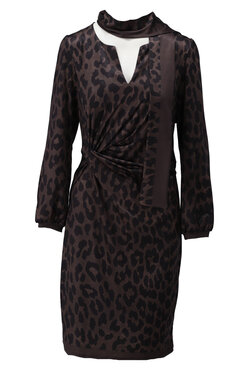 K-Design Korte jurk met sjaaltje & luipaardprint D324-P161