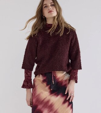 Tramontana Short-Sleeve Bouclé Jumper Pomegranate