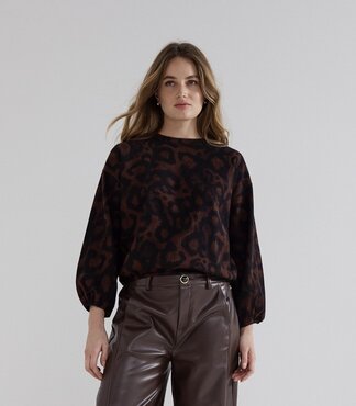 Tramontana Top Shadow Dots PrintBrownandBlack