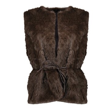 Geisha Gilet im fur & belt dark brown 65536-70