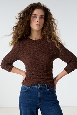 Tramontana Stretch Lace Top Chocolate