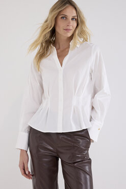 Tramontana Blouse Pleated Waist OffWhite
