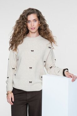 Geisha Pullover embro bowtie sand/dark brown 64538-23