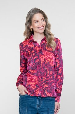Geisha blouse navy/coral 63675-20 navy/coral