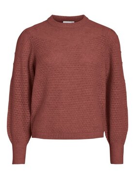 Vila vikka o-neck l/s detail knit top/pb Marsala