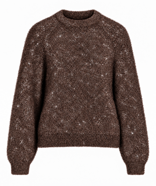 Vila vizubi o-neck l/s glitter knit top/rc Coffee Bean