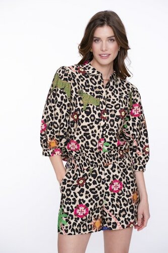 Geisha Blouse sand/green/blue  53491-20
