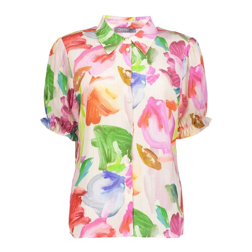 Geisha Blouse off-white/green/pink  53469-20