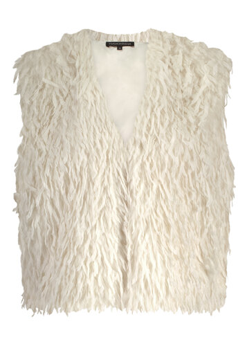 Tramontana Faux Fur Feather Vest OffWhite