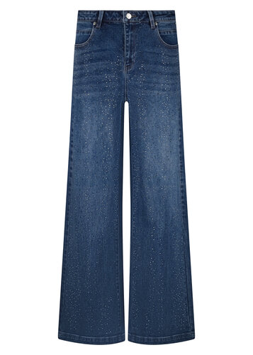 Tramontana Denim Wide-Leg Trousers Rhinestones BlueDenim