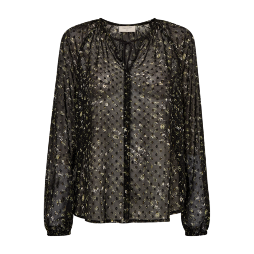 Freequent fqsanda-blouse Black w. Kombu Green