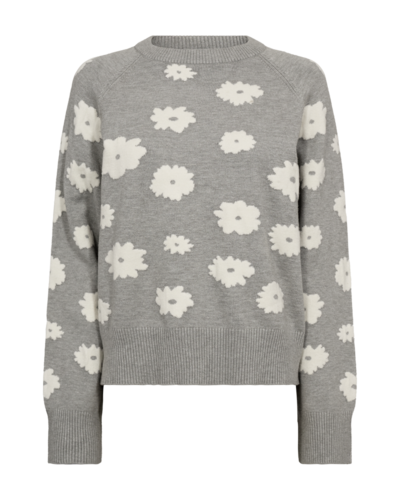 Freequent fqalpi-pullover L. Grey Mel. w. Star Off-White