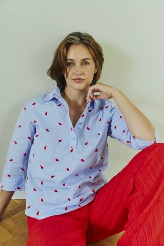 Freequent fqrosan-shirt Blue Bell w. Sweet Lilac