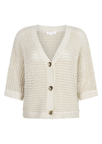 Tramontana Crochet V-Neck Cardigan  Stone